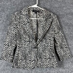 St John Blazer Womens 4 Black White Snake Single Breasted Stretch Luxury Coat